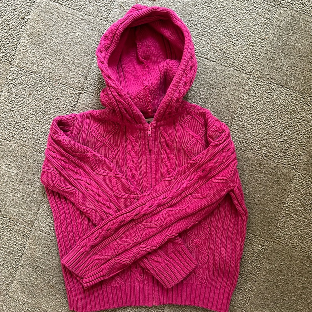 Lilly Pulitzer Girls size 6X Cable Cotton Knit Sweater Pink Fuschia